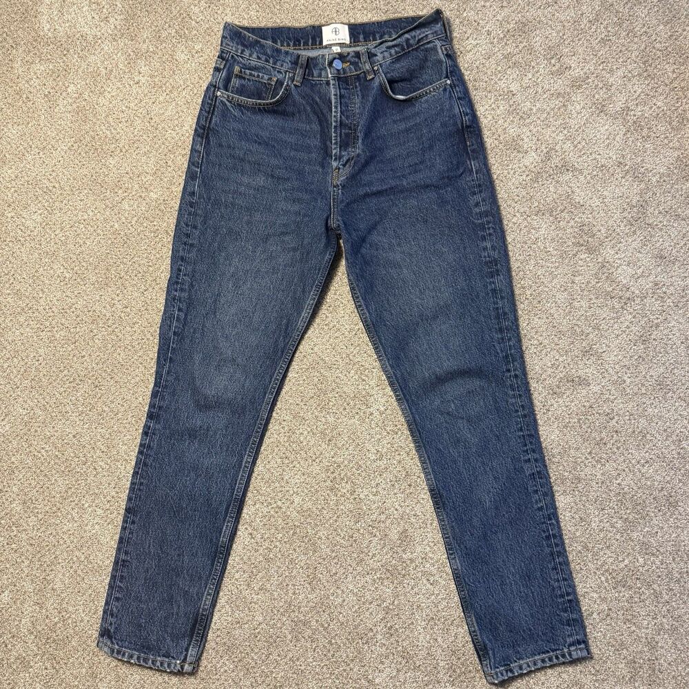 ANINE BING Blue Denim Straight Leg Jeans Size 27 High Rise Button Fly Classic